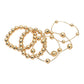 Madeline Love Gold 5PCS - Faceted Polished Ball Bar Beaded Stretch Multi Layered Bracelets - extra