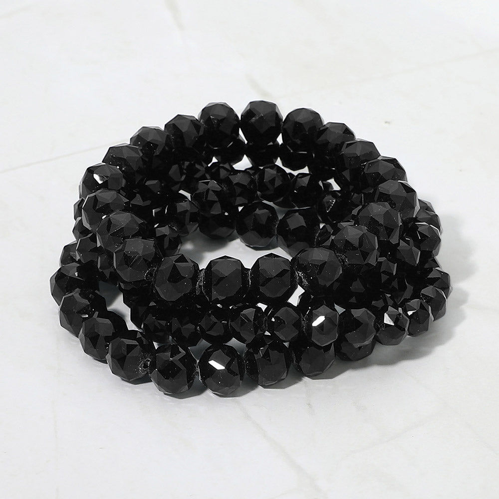 Madeline Love Black 5PCS - Faceted Beaded Stretch Multi Layered Bracelets