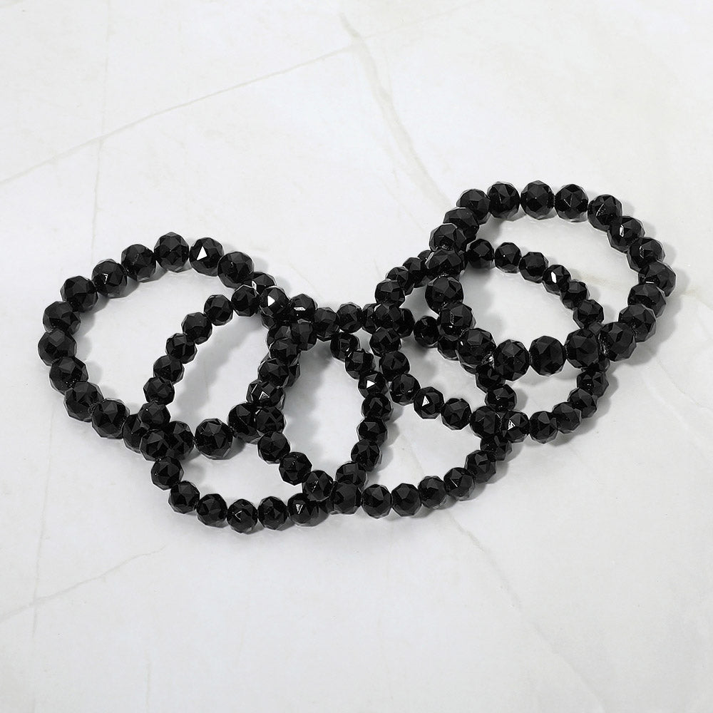 Madeline Love Black 5PCS - Faceted Beaded Stretch Multi Layered Bracelets - desc