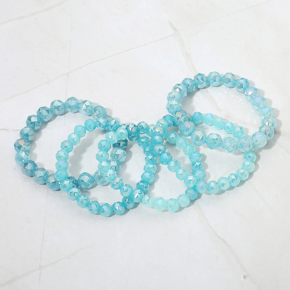 Madeline Love Blue 5PCS - Faceted Beaded Stretch Multi Layered Bracelets - desc