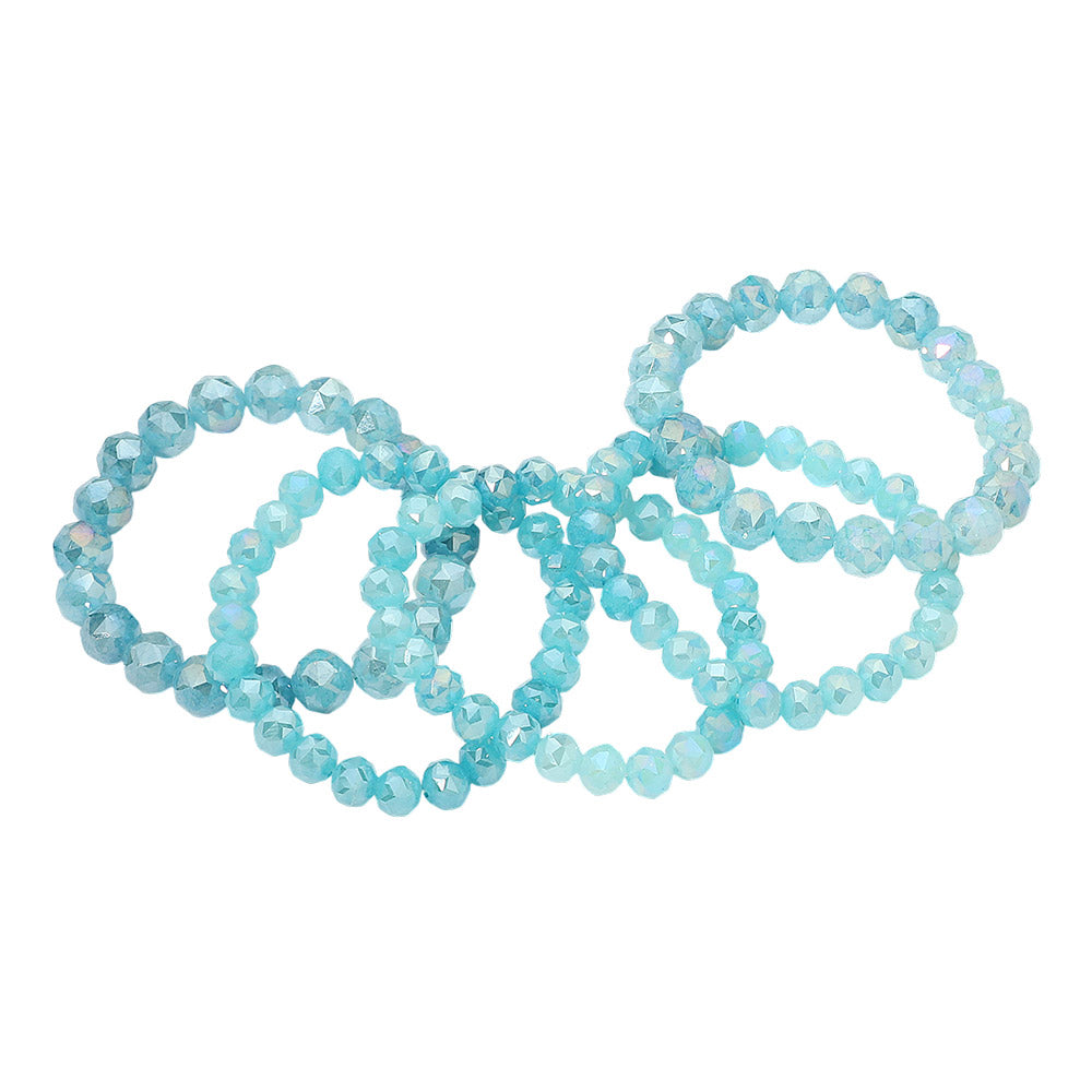 Madeline Love Blue 5PCS - Faceted Beaded Stretch Multi Layered Bracelets - extra