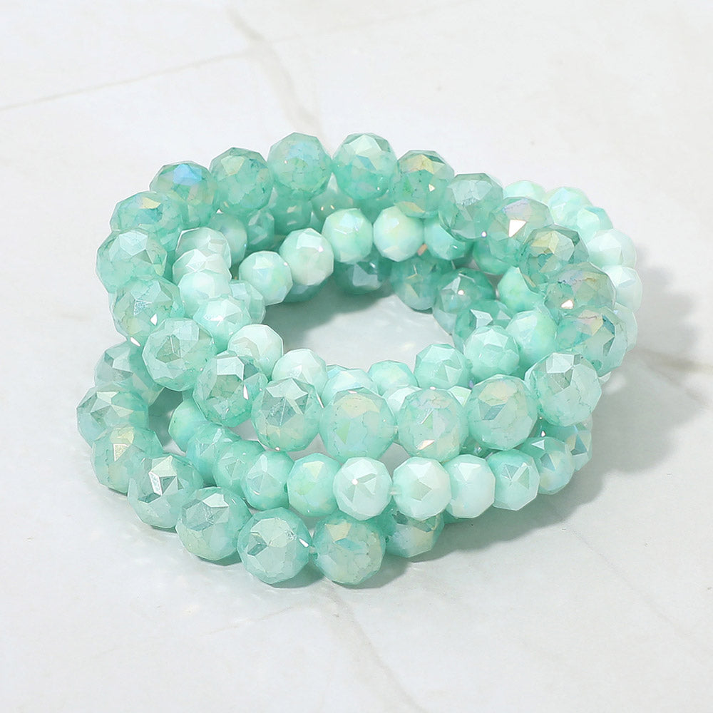 Madeline Love Green 5PCS - Faceted Beaded Stretch Multi Layered Bracelets