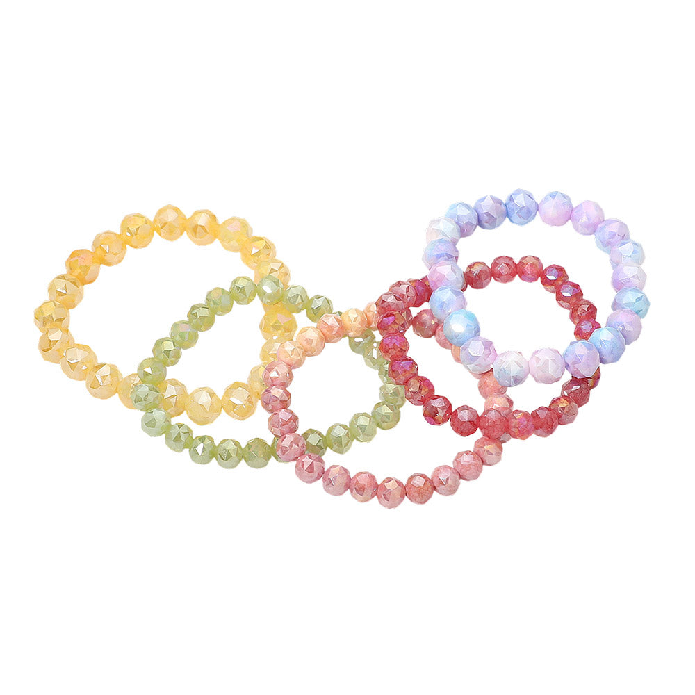 Madeline Love Multi 5PCS - Faceted Beaded Stretch Multi Layered Bracelets - extra