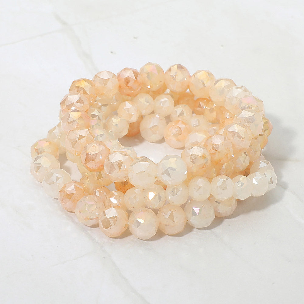 Madeline Love Pink 5PCS - Faceted Beaded Stretch Multi Layered Bracelets