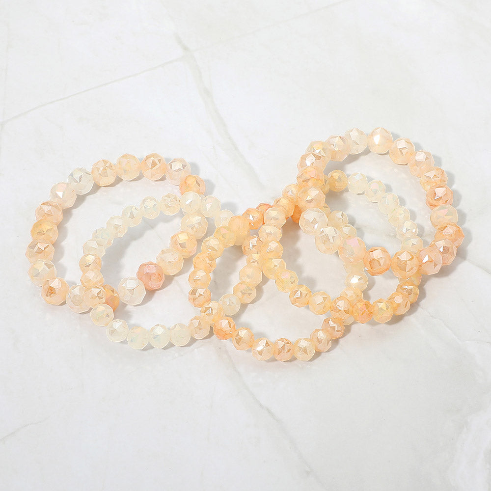 Madeline Love Pink 5PCS - Faceted Beaded Stretch Multi Layered Bracelets - desc