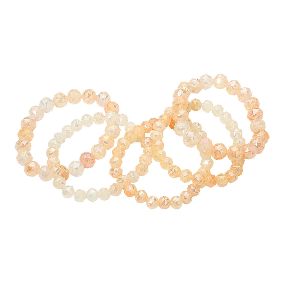 Madeline Love Pink 5PCS - Faceted Beaded Stretch Multi Layered Bracelets - extra