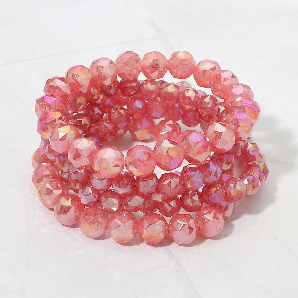 Madeline Love Red 5PCS - Faceted Beaded Stretch Multi Layered Bracelets