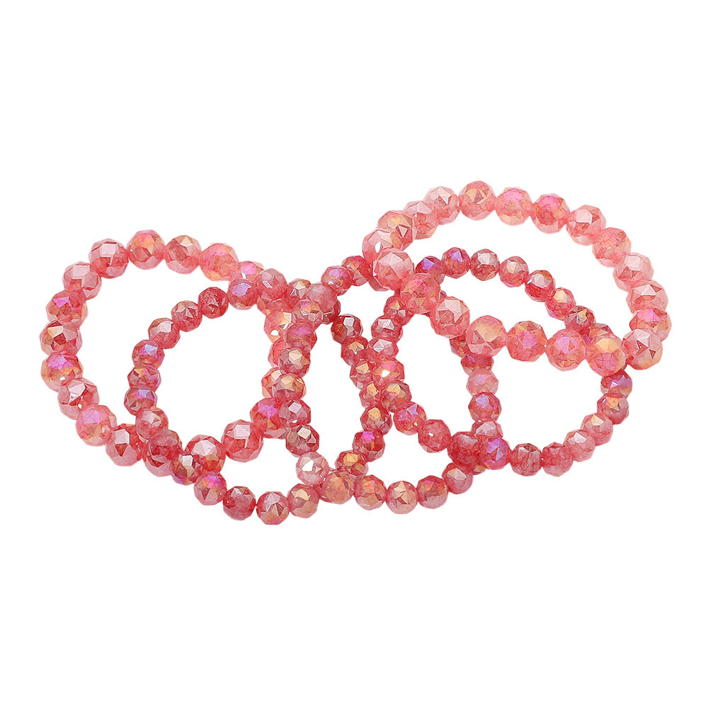Madeline Love Red 5PCS - Faceted Beaded Stretch Multi Layered Bracelets - extra