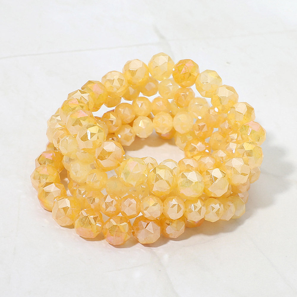 Madeline Love Topaz 5PCS - Faceted Beaded Stretch Multi Layered Bracelets