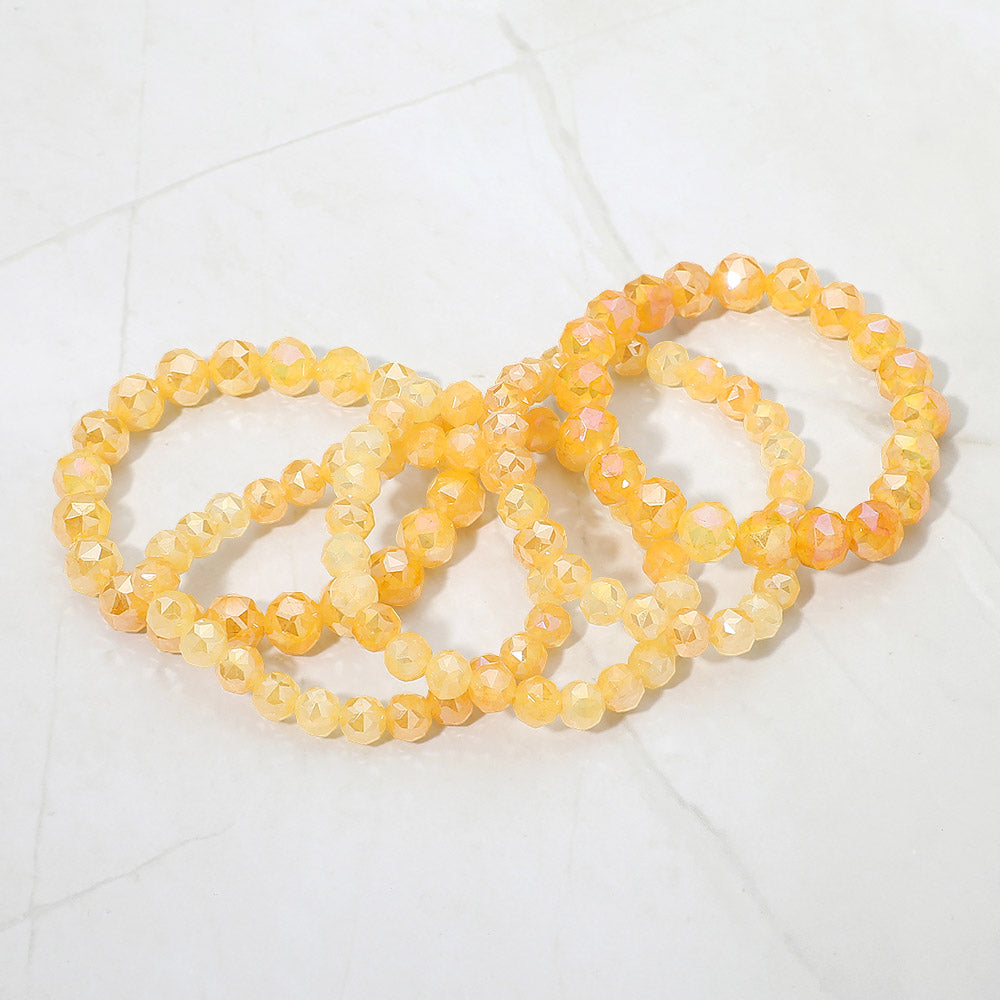 Madeline Love Topaz 5PCS - Faceted Beaded Stretch Multi Layered Bracelets - desc
