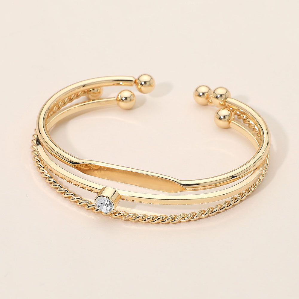 Madeline Love Clear, Gold Gold Dipped Minimalist Layered Cuff Bracelets