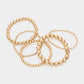 Madeline Love Worn Gold 5PCS - Metal Ball Beaded Stretch Bracelets - desc