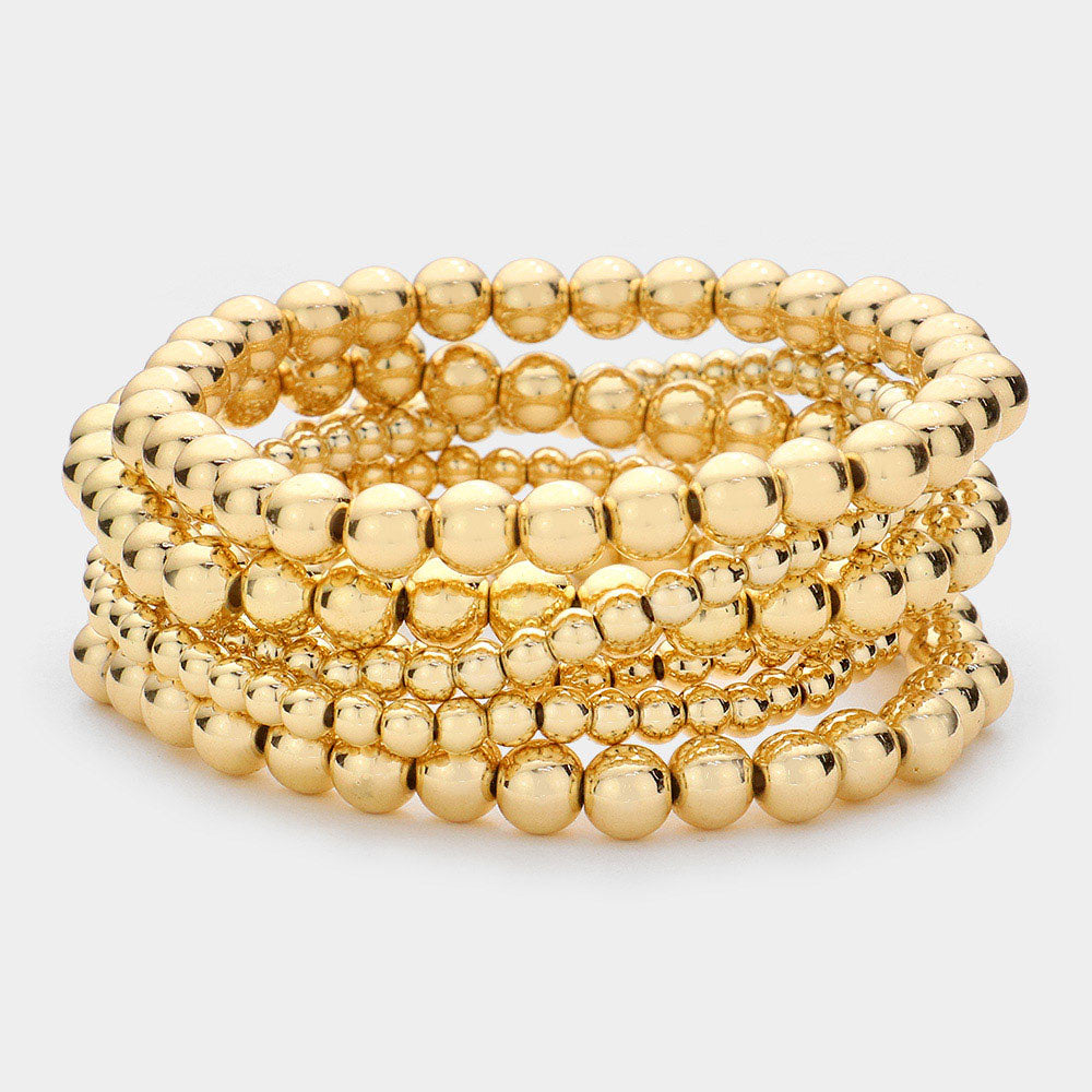 Madeline Love Gold Metal Ball Stretch Bracelets