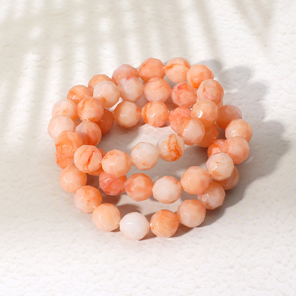Madeline Love Coral 3PCS - Faceted Beaded Stretch Multi Layered Bracelets