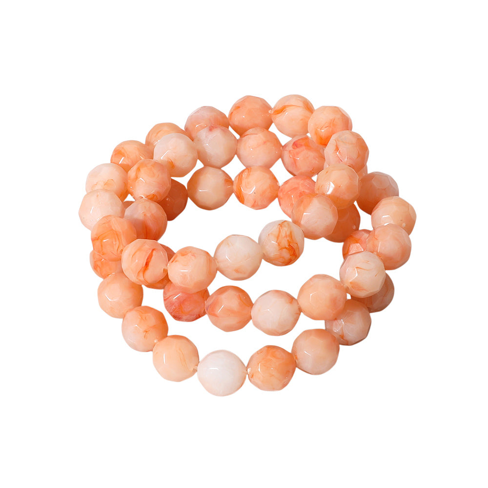 Madeline Love Coral 3PCS - Faceted Beaded Stretch Multi Layered Bracelets - desc