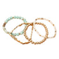 Madeline Love Mint, Worn Gold 4PCS - Metal Faceted Beaded Stretch Multi Layered Bracelets - extra