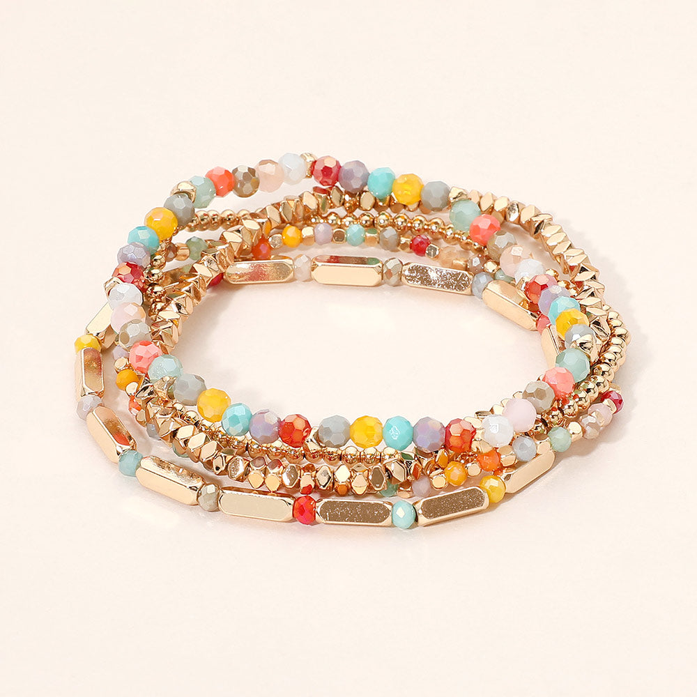 Madeline Love Multi Faceted Beaded Stretch Multi Layered Bracelets