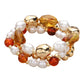 Madeline Love Brown, Gold 3PCS - Pearl Metal Glass Beaded Stretch Multi Layered Bracelets - desc