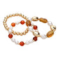 Madeline Love Brown, Gold 3PCS - Pearl Metal Glass Beaded Stretch Multi Layered Bracelets - extra