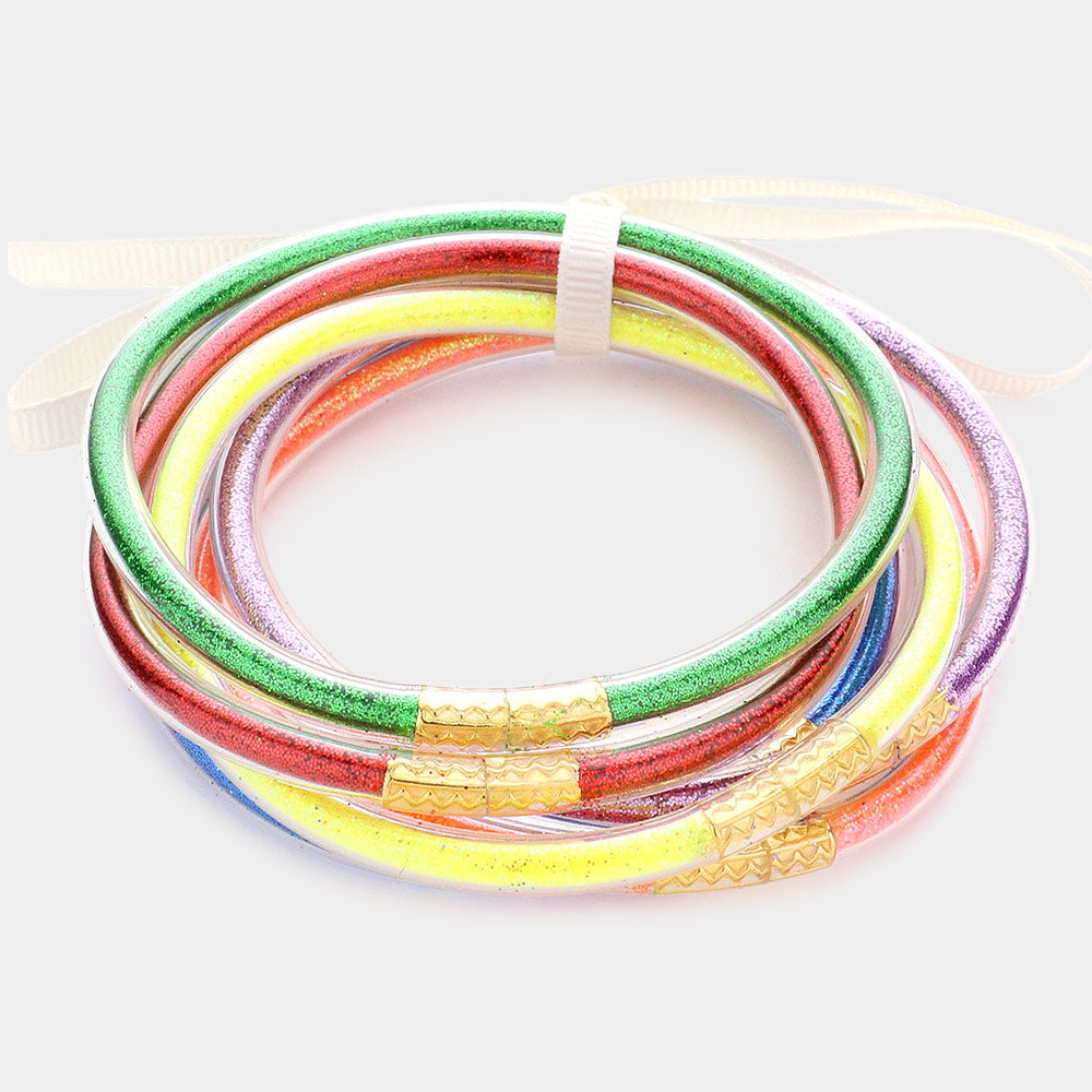 Madeline Love Multi 6PCS - Glitter Jelly Tube Bangle Bracelets