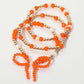 Madeline Love Gold, Orange, White 3PCS - Sports Team Theme Colored Bow Accent Faceted Beaded Stretch Multi Layered Bracelets