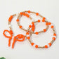 Madeline Love Gold, Orange, White 3PCS - Sports Team Theme Colored Bow Accent Faceted Beaded Stretch Multi Layered Bracelets - extra