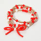 Madeline Love Gold, Red, White 3PCS - Sports Team Theme Colored Bow Accent Faceted Beaded Stretch Multi Layered Bracelets