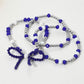 Madeline Love Blue, Rhodium, White 3PCS - Sports Team Theme Colored Bow Accent Faceted Beaded Stretch Multi Layered Bracelets - extra