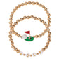 Madeline Love Gold 2PCS - Golf Flag Ball Charm Accent Stretch Multi Layered Bracelets - desc