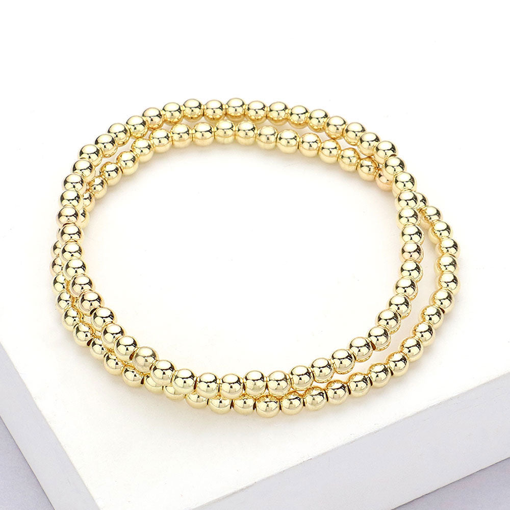 Madeline Love Gold Stainless Steel Ball Stretch Multi Layered Bracelets