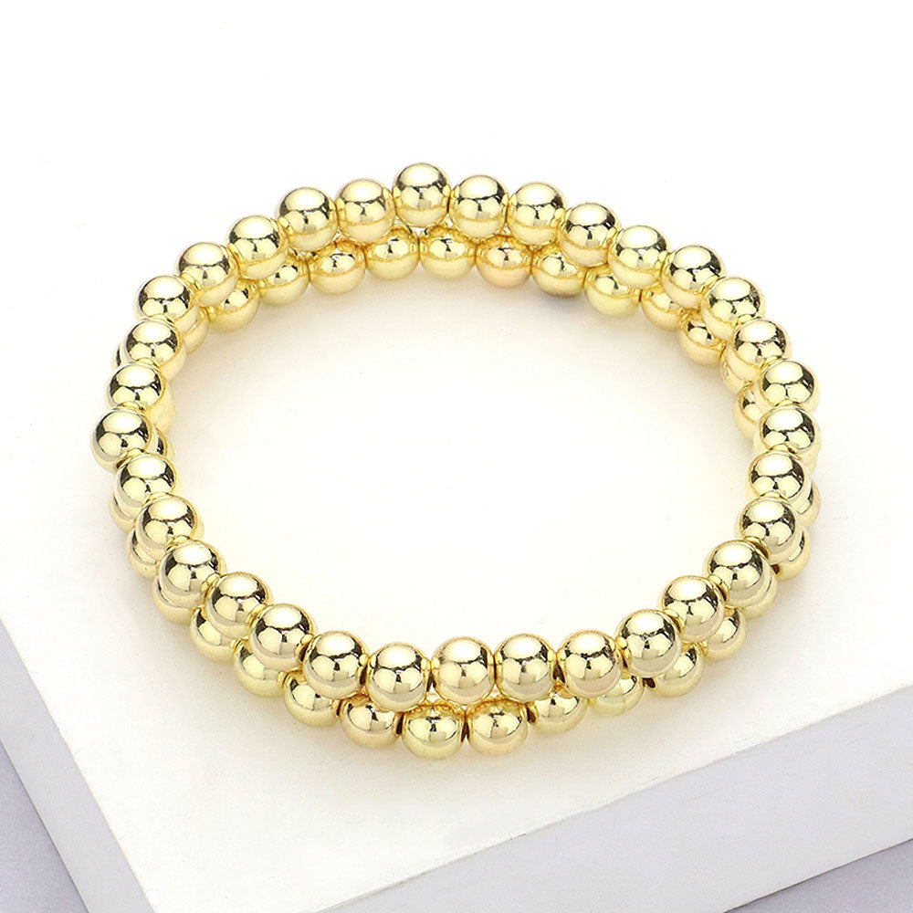 Madeline Love Gold Stainless Steel Ball Stretch Multi Layered Bracelets