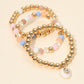 Madeline Love White 3PCS - Oval Stone Charm Ball Beaded Stretch Multi Layered Bracelets - desc
