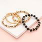 Madeline Love Black 4PCS - Wood Ball Metal Beaded Stretch Bracelets - desc