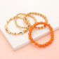 Madeline Love Orange 4PCS - Wood Ball Metal Beaded Stretch Bracelets - desc