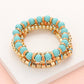 Madeline Love Turquoise 4PCS - Wood Ball Metal Beaded Stretch Bracelets