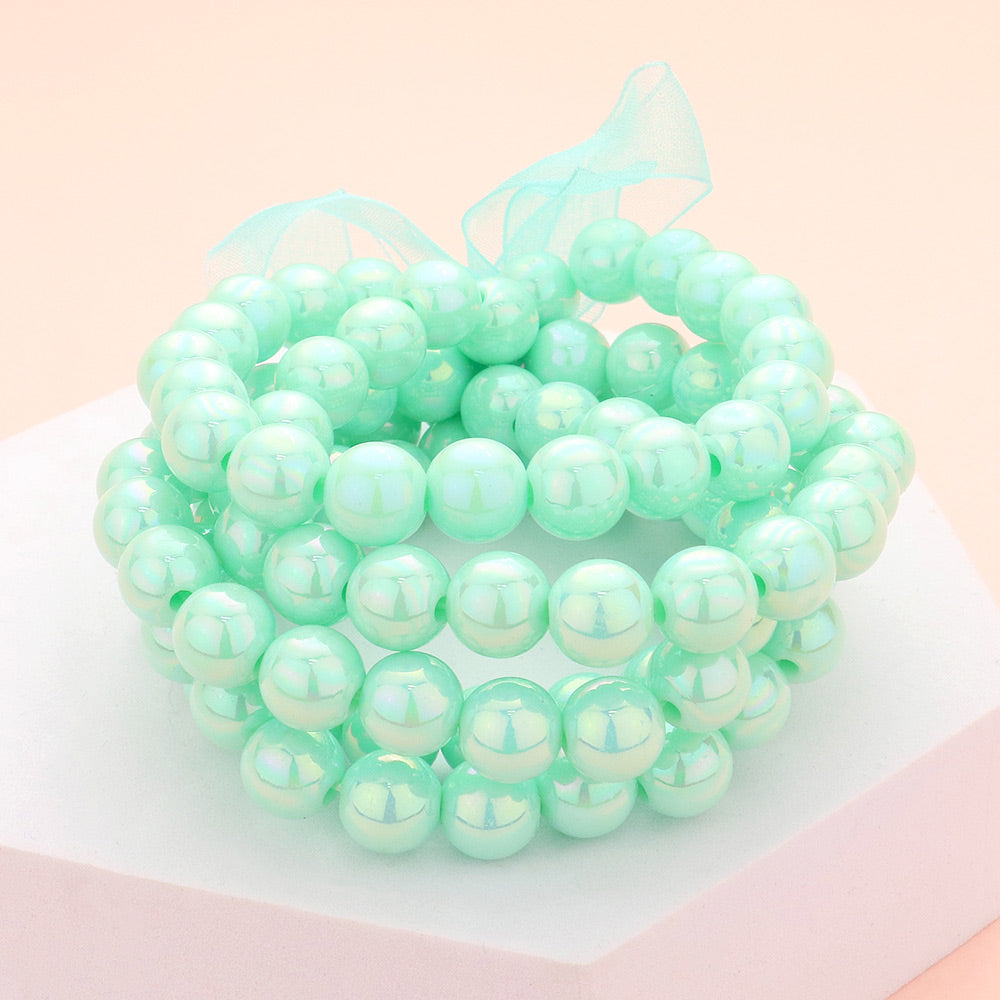 Madeline Love Mint 5PCS - Hologram Beaded Stretch Bracelets
