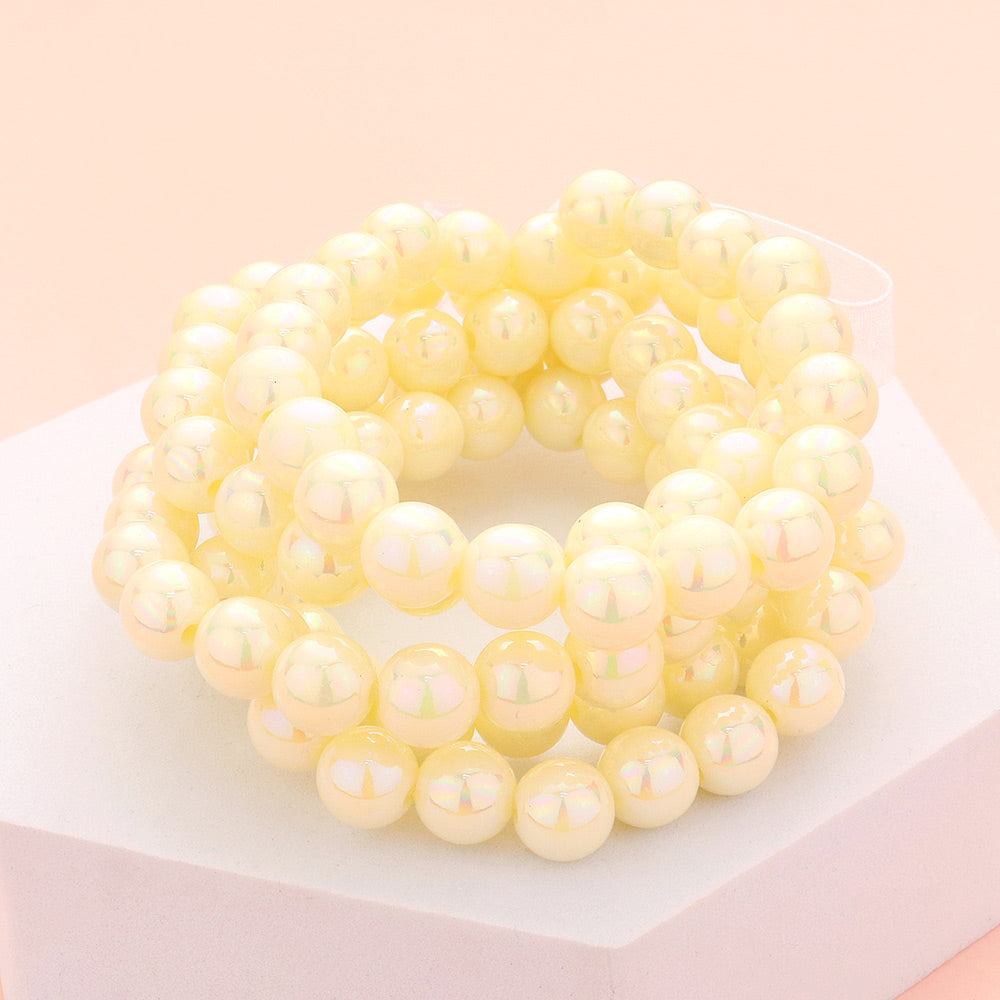 Madeline Love White 5PCS - Hologram Beaded Stretch Bracelets