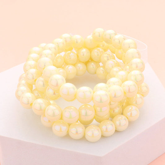 Madeline Love White 5PCS - Hologram Beaded Stretch Bracelets