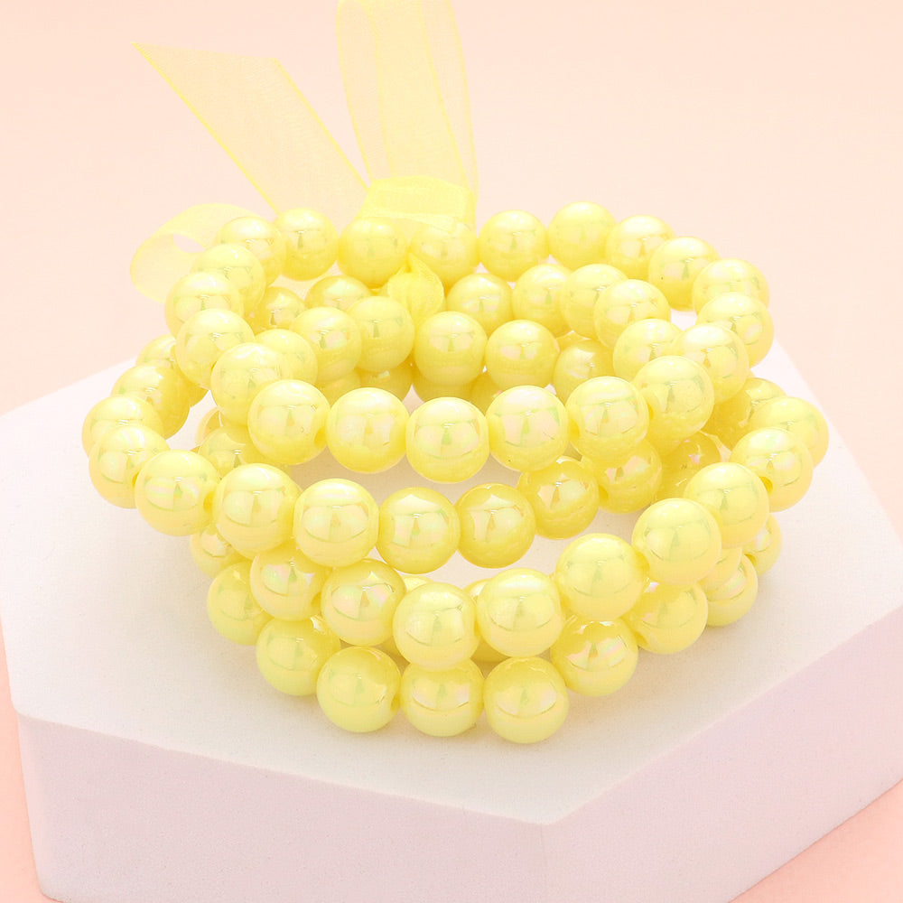 Madeline Love Yellow 5PCS - Hologram Beaded Stretch Bracelets