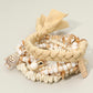 Madeline Love Neutral 6PCS - Boho Turtle Beach Theme Charm Beaded Stretch Multi Layered Bracelets - desc