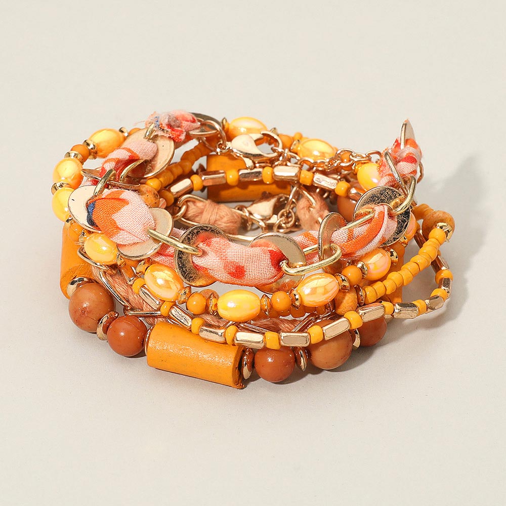 Madeline Love Yellow 6PCS - Boho Beaded Multi Layered Bracelets