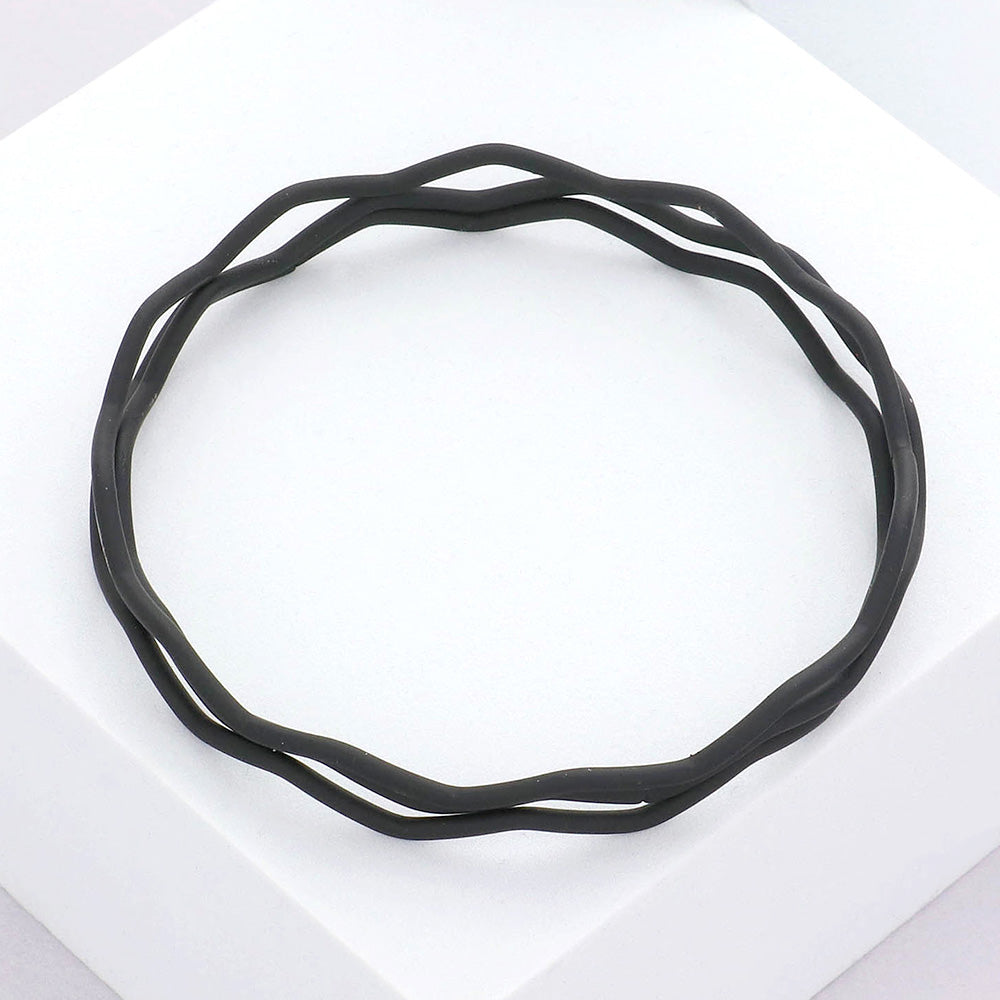 Madeline Love Black 3PCS - Zigzag Chevron Wavy Bangle Bracelets