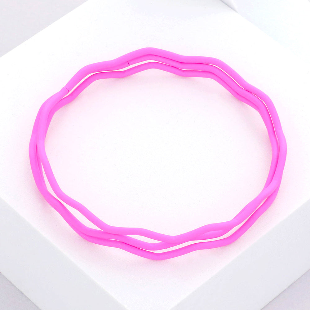 Madeline Love Fuchsia 3PCS - Zigzag Chevron Wavy Bangle Bracelets