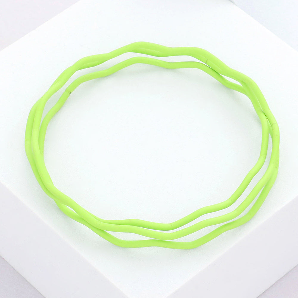 Madeline Love Green 3PCS - Zigzag Chevron Wavy Bangle Bracelets