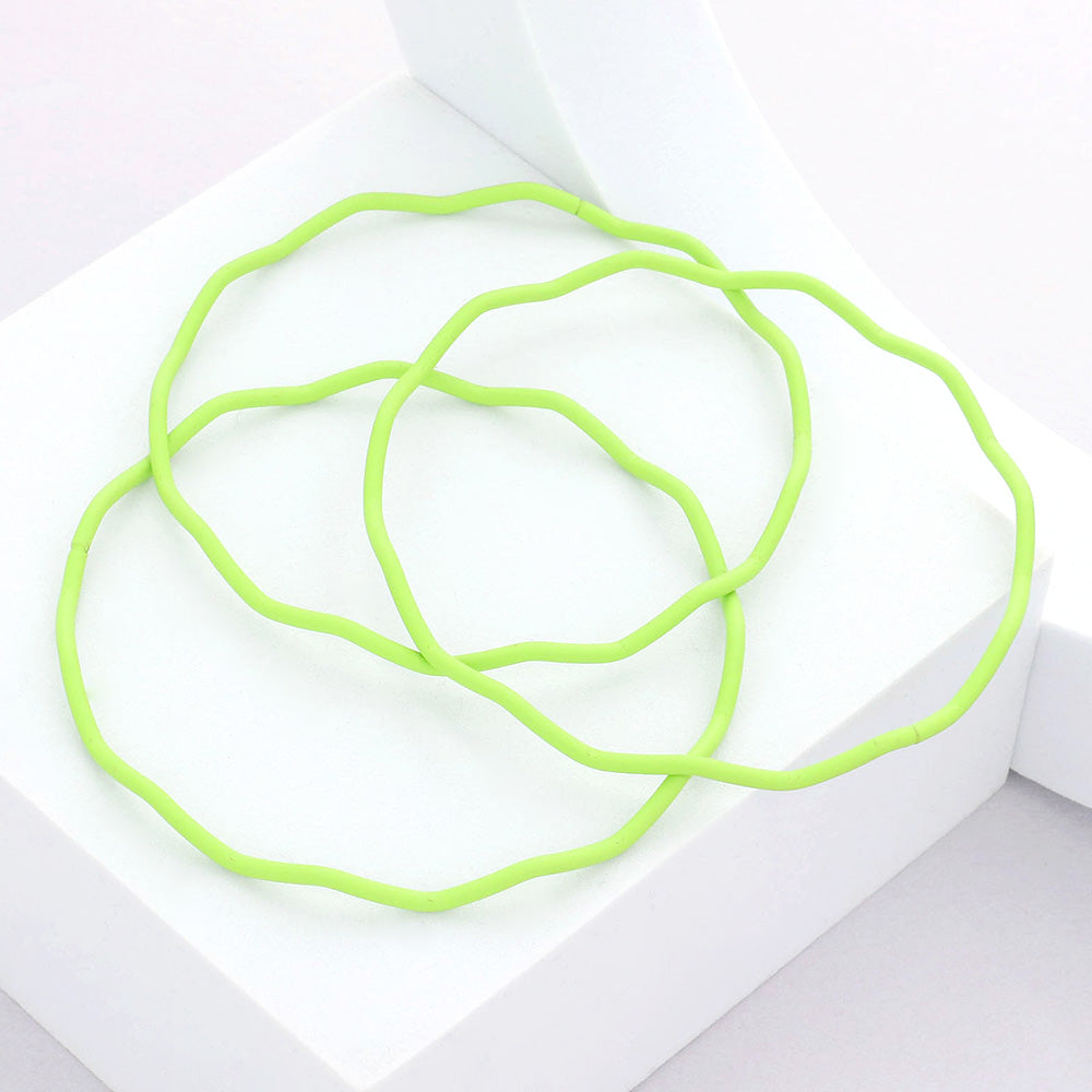 Madeline Love Green 3PCS - Zigzag Chevron Wavy Bangle Bracelets - desc