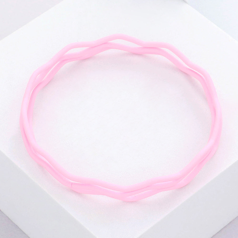 Madeline Love Pink 3PCS - Zigzag Chevron Wavy Bangle Bracelets