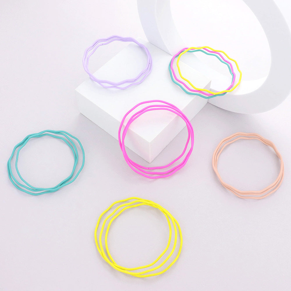 Madeline Love Pink 3PCS - Zigzag Chevron Wavy Bangle Bracelets - extra