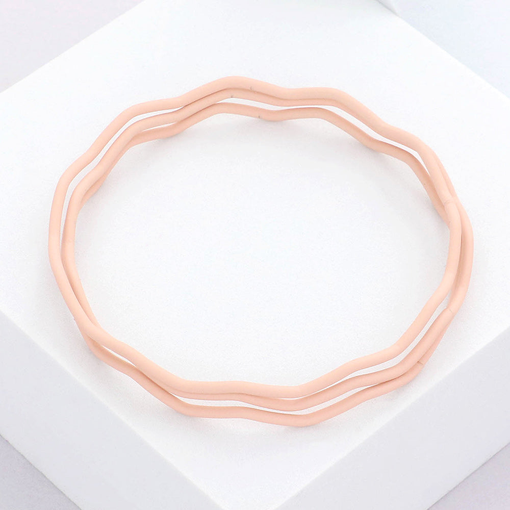 Madeline Love Neutral 3PCS - Zigzag Chevron Wavy Bangle Bracelets