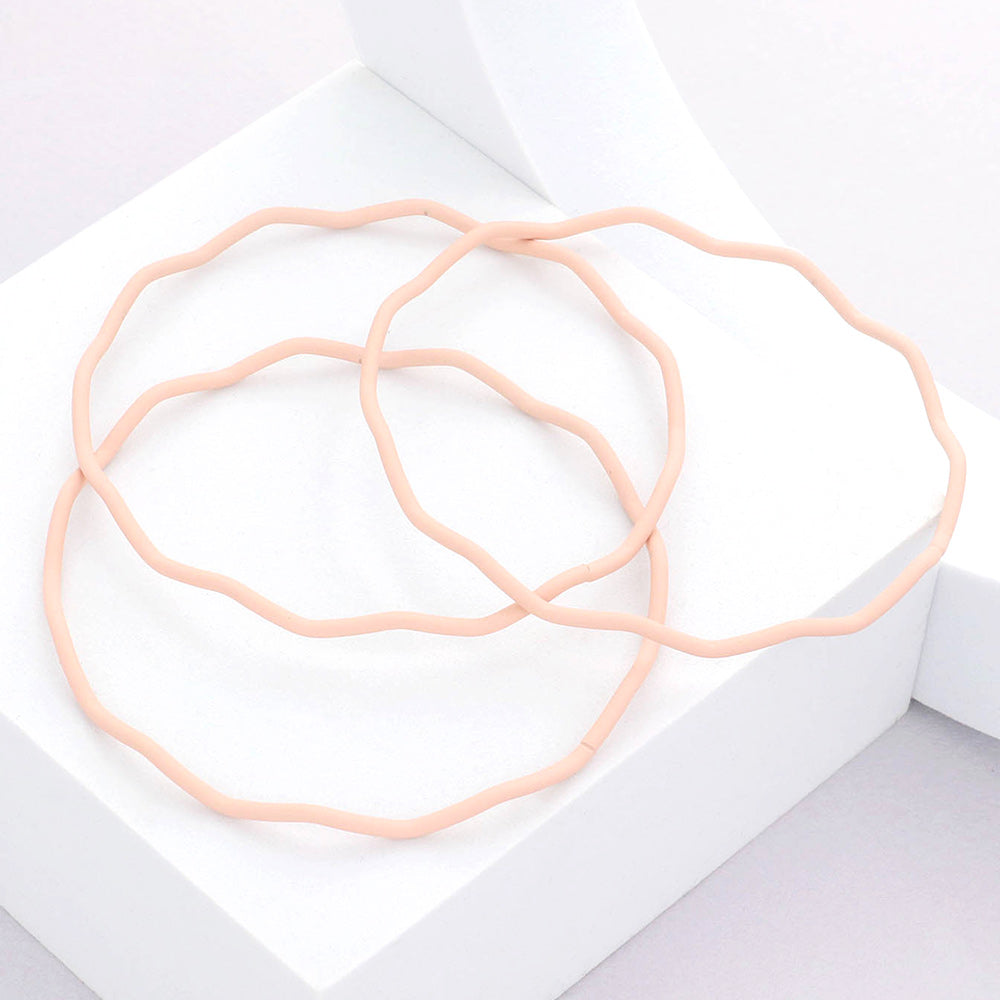 Madeline Love Neutral 3PCS - Zigzag Chevron Wavy Bangle Bracelets - desc