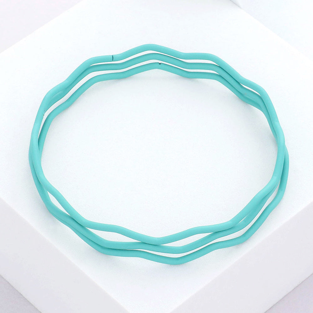 Madeline Love Turquoise 3PCS - Zigzag Chevron Wavy Bangle Bracelets
